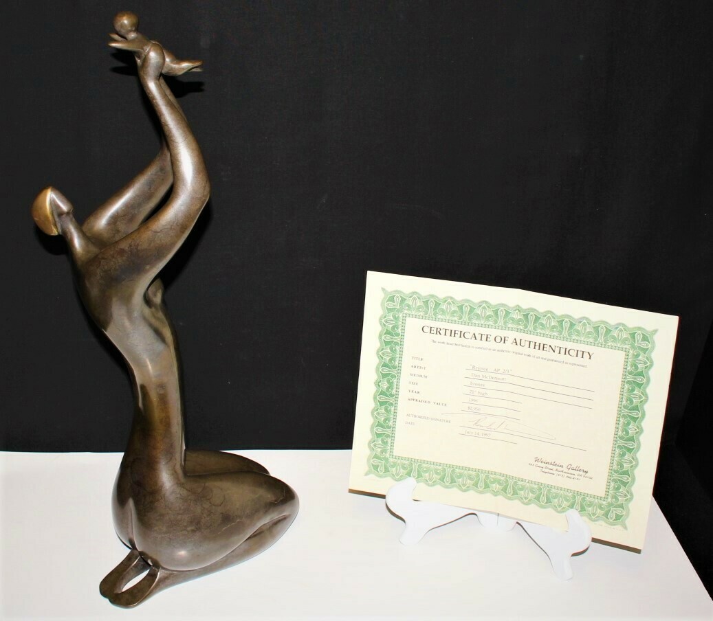 D.E. McDermott REJOICE Woman and Baby Bronze Sculpture Figurine Signed, AP 2/3
