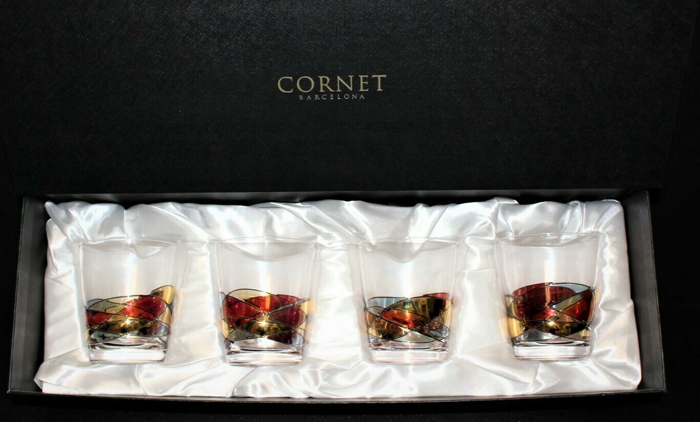 Set of 4 Cornet Barcelona Sagrada Mouth-Blown 12oz Water Glasses in Original Box