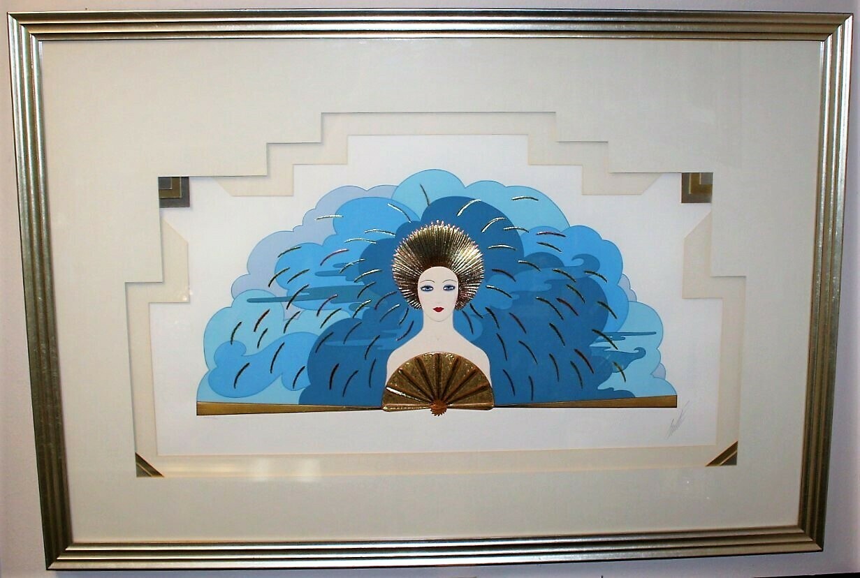 ERTE The Storm 1987 Serigraph Framed Art with Foil Stamping, Signed and Numbered