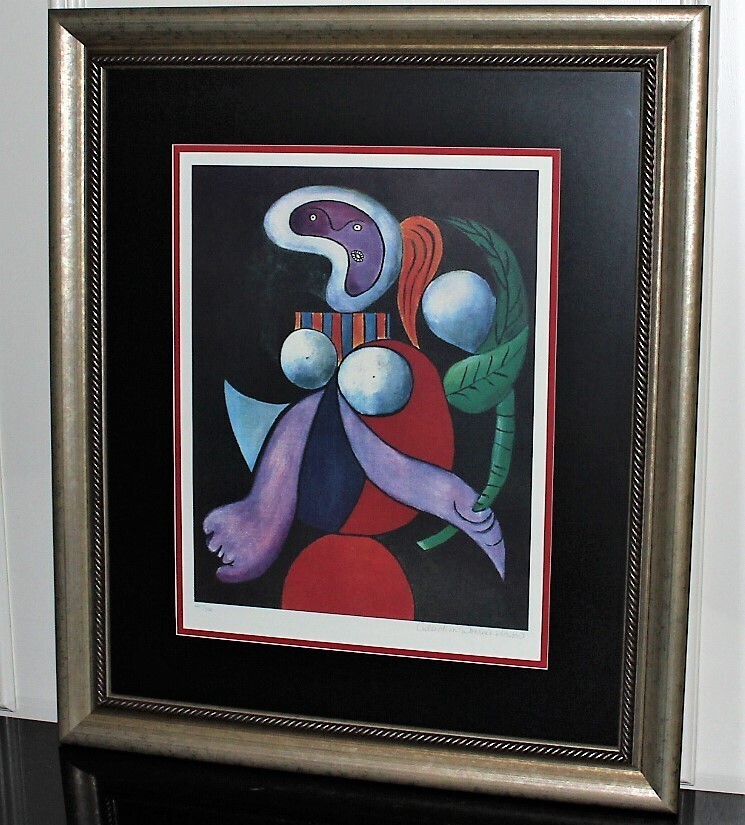 Pablo Picasso Woman with Flower Limited Edition Framed 34” x 40” Print, Signed