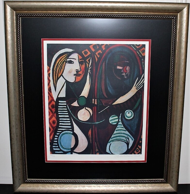 Pablo Picasso Girl Before a Mirror Limited Edition Framed 34” x 39” Print, Signed