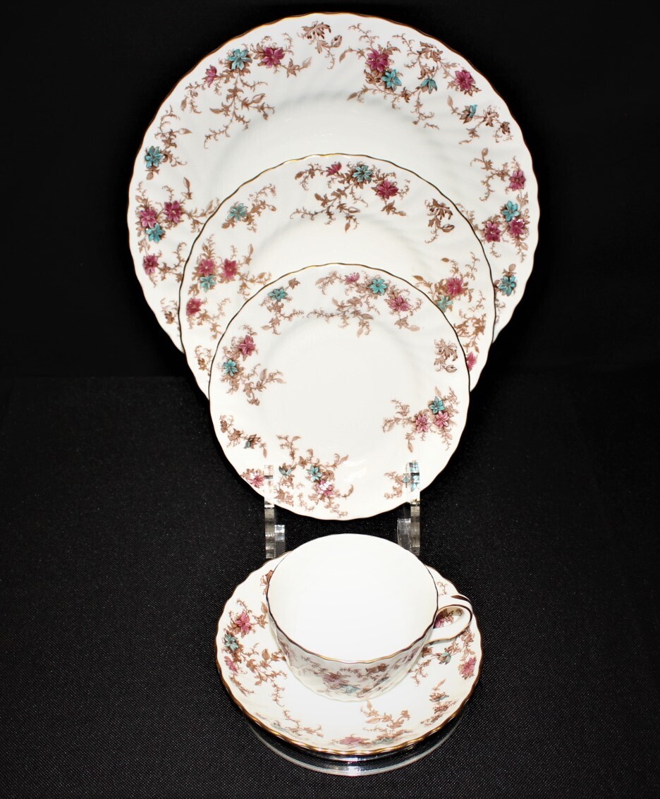 Minton Ancestral 5-Piece Place Setting, Floral English Bone China Dinnerware Set