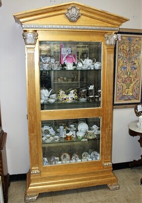 Jasper Full View Gold and Silver Lighted Curio Display Cabinet