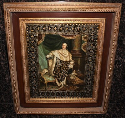 Louis XVI The Patriot 31 x 35 Framed Textured Acrylic Canvas Painting, Signed