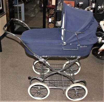 Vintage Silver Cross Coach Navy Kensington Baby Pram Carriage Stroller, RARE