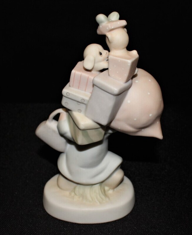 Precious Moments 1982 BUNDLES OF JOY 6.5” Girl Carrying Gifts Figurine, E2374
