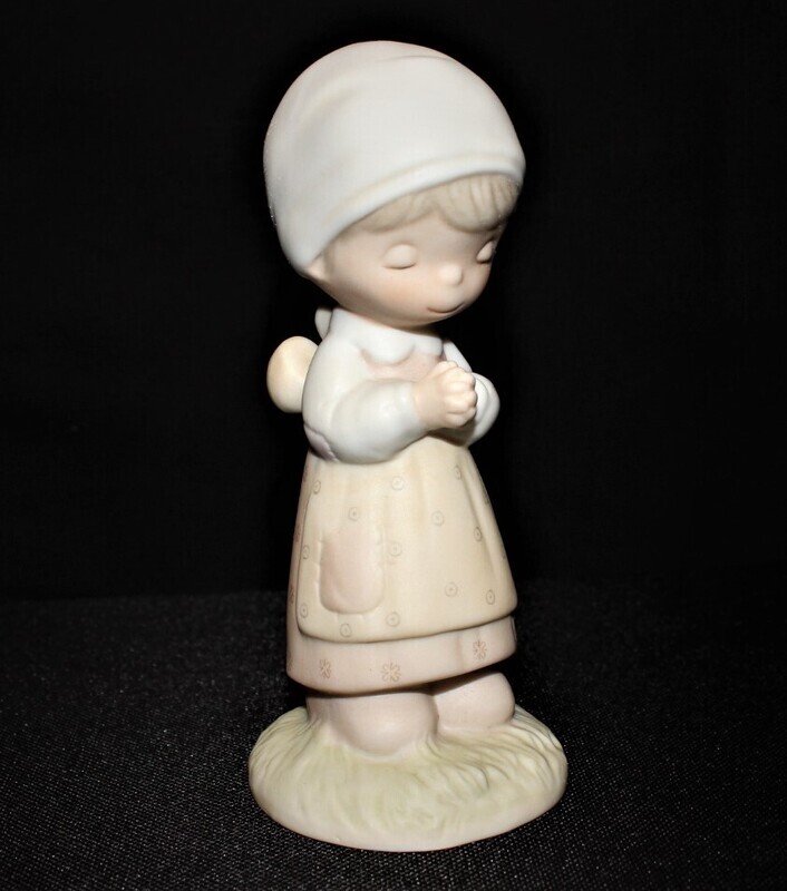 Precious Moments 1981 THANKING HIM FOR YOU 5.5&quot; Girl Praying Figurine, E7155