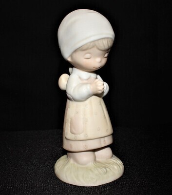 Precious Moments 1981 THANKING HIM FOR YOU 5.5" Girl Praying Figurine, E7155