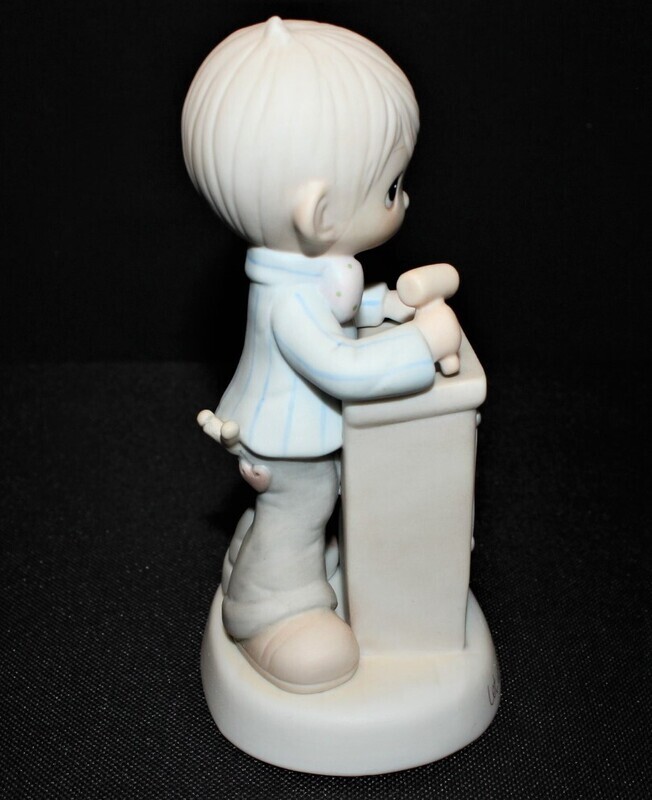 Precious Moments 1982 LET US CALL CLUB TO ORDER 6" Boy at Podium Figurine, E0303