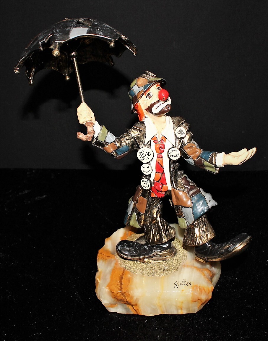 Ron Lee 1984 Hobo Clown with Umbrella 9.5 Inch Figurine No. 362, Signed