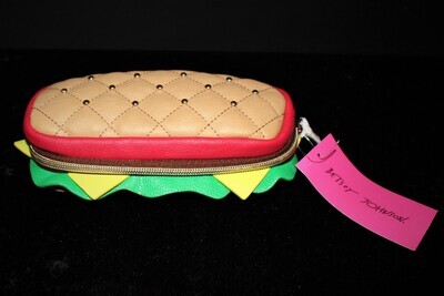 Betsey Johnson YOU'RE MY HERO Sandwich Pencil Case Makeup Phone Bag New with Tag