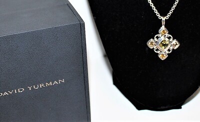 David Yurman Renaissance Sterling Silver Gemstone Pendant Necklace with Chain