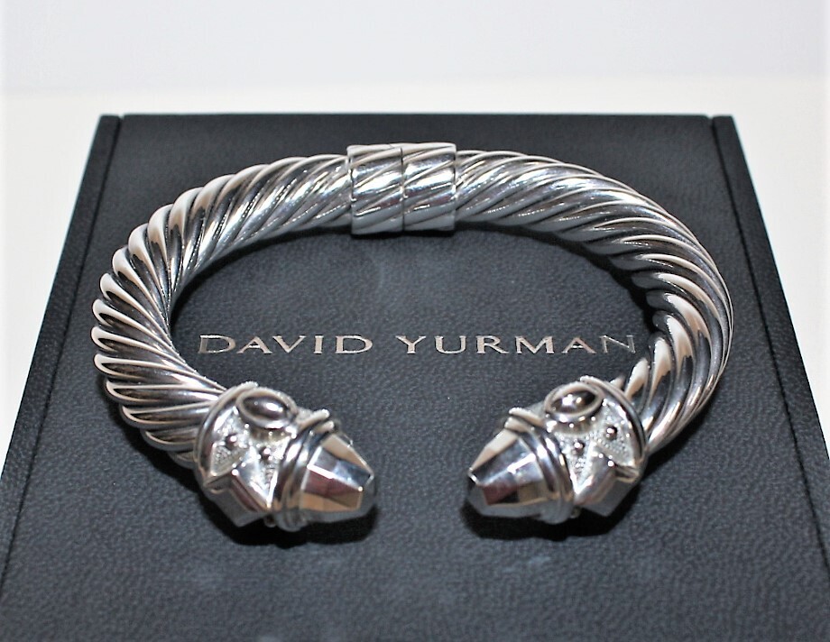 David Yurman Renaissance Sterling Silver Hinge 10mm Cable Cuff Bracelet in Box