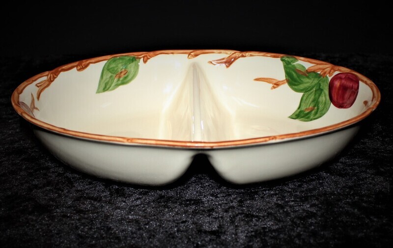 Franciscan Apple Oval 10.75&quot; Divided 2-Part Vegetable Bowl, USA Backstamp