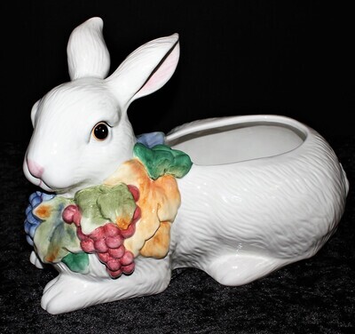 Fitz and Floyd Essentials Large White Easter Bunny Rabbit Planter Vase