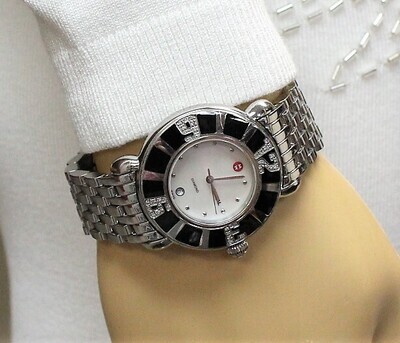 Michele Coral Diamond Mother of Pearl Stainless Steel Watch - New Battery