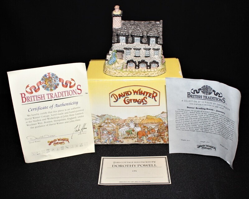 David Winter &quot;Burns&#39; Reading Room&quot; JANUARY British Traditions in Box with COA