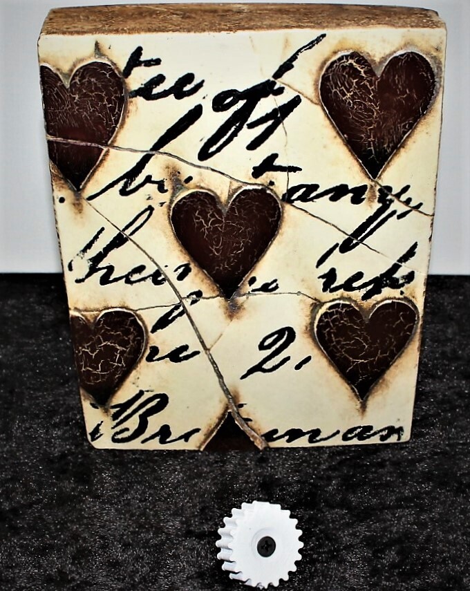 Sid Dickens T-01 Red Heart Script Memory Block Tile Retired with Wall Mount