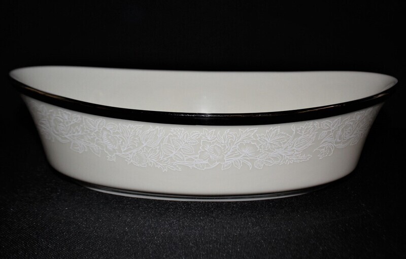 Lenox Moonspun Ivory Bone China 10&quot; Oval Vegetable Serving Bowl w/ Platinum Trim