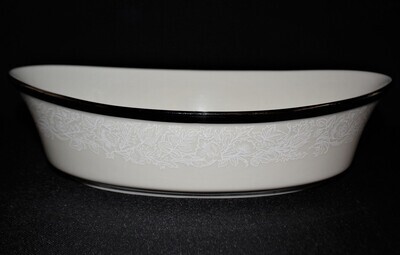 Lenox Moonspun 10" Oval Vegetable Bone China Serving Bowl with Platinum Trim