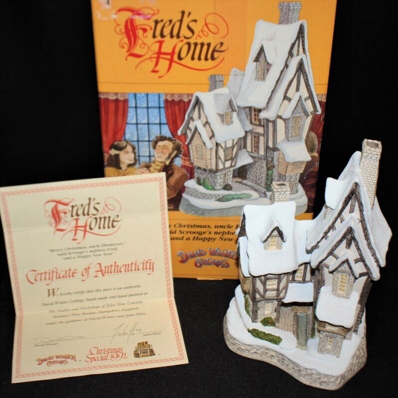 David Winter &quot;Fred’s Home&quot; 1991 Christmas Special Edition in Box with COA