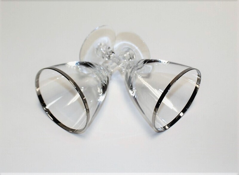 Fostoria Crystal Wedding Ring 6 1/4” Water Goblets – Set of 2 | Platinum Trim