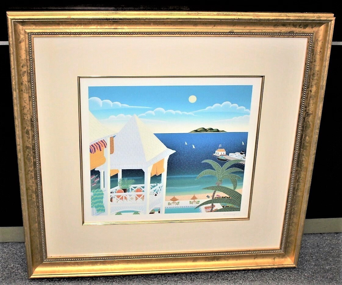 Thomas McKnight St. Kitts 34" x 32" Framed Limited Edition Hand Signed Serigraph