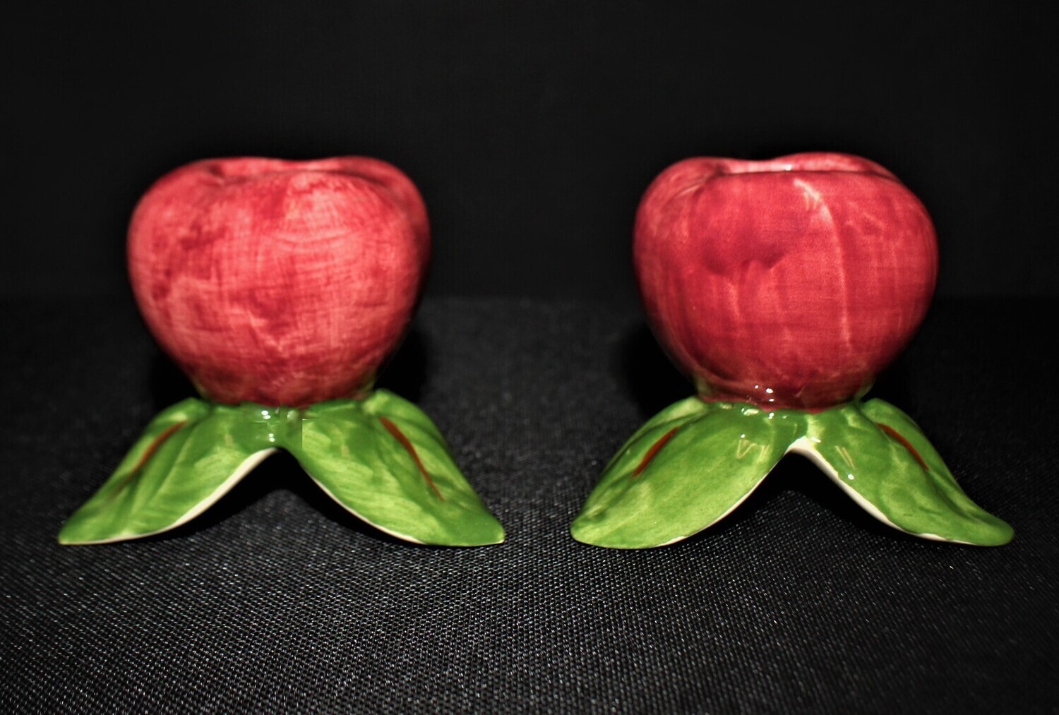 Pair of Franciscan Apple Figure Hand Painted Candlestick Holders