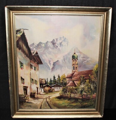 Theodor Feucht German 1867-1944 Original 19 x 23 Oil on Canvas Painting, Signed