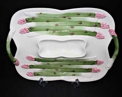 Fitz & Floyd Embossed Asparagus Serving Platter Tray with Handles