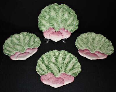 Set of 4 Fitz & Floyd Vegetable Garden 6.75" Round Embossed Radish Canape Plates
