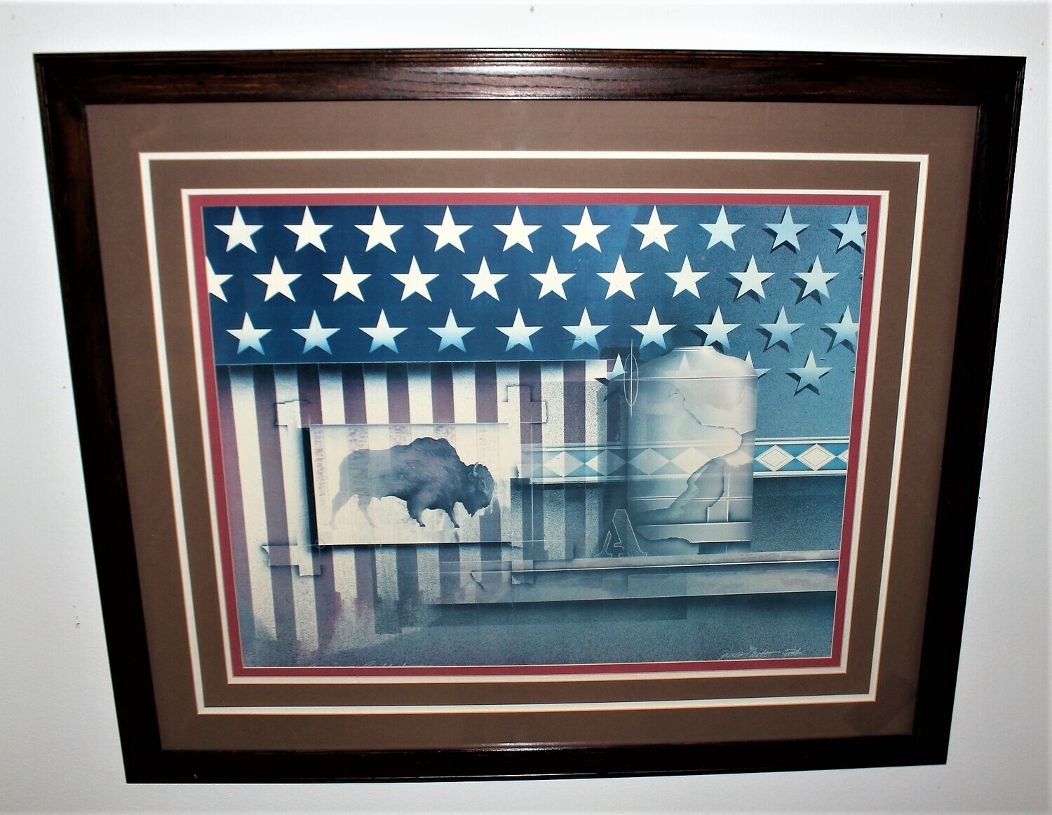 James Carter American Buffalo 40" x 34" Framed and Matted Fine Art Print, Signed
