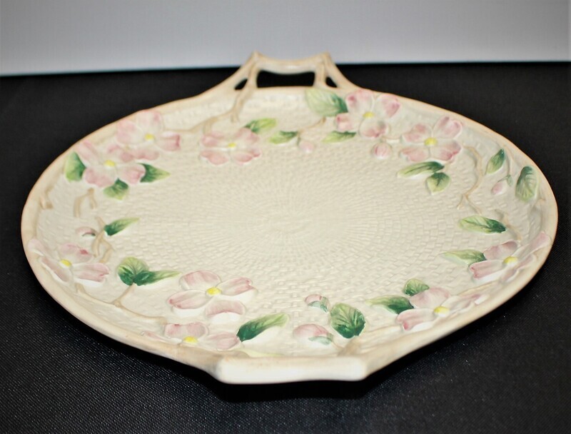 Fitz &amp; Floyd Pink Dogwood Flowers Bluebird Pattern Double Handle Serving Tray