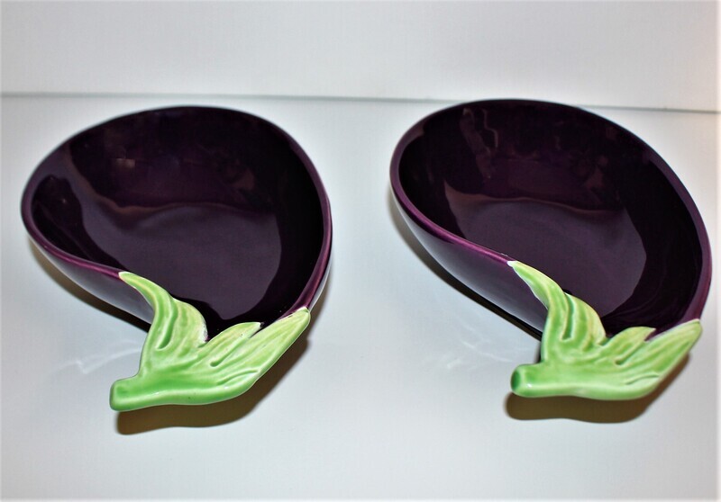 Set of 2 Fitz &amp; Floyd Vegetable Garden Purple Eggplant Figural Bowls