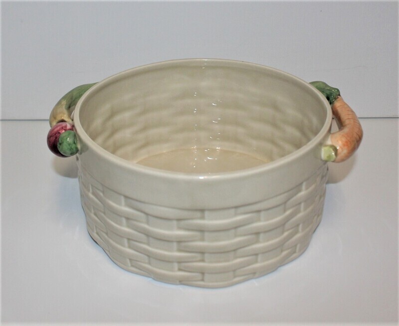 Fitz &amp; Floyd Kitchen Harvest 1.5 Qt. Ironstone Basketweave 7&quot; Souffle Bowl