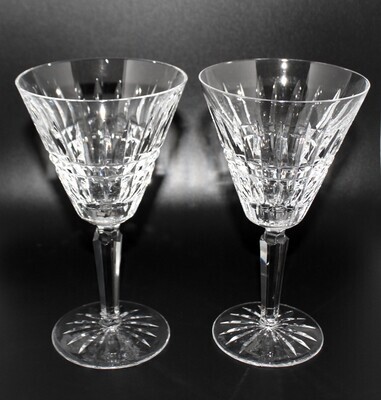Set of 2 Waterford Crystal Glenmore 7” Multisided Stemmed Water / Wine Goblets
