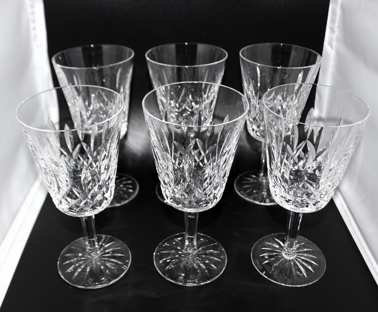 Set of 6 Waterford Crystal LISMORE 6 7/8” Multisided Stem Water Goblets