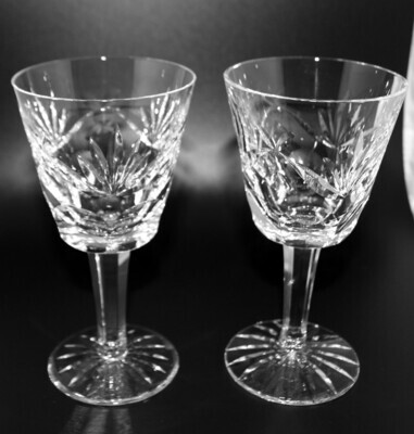Set of 2 Waterford Crystal ASHLING 5 7/8” Multisided Stem Claret Wine Glasses
