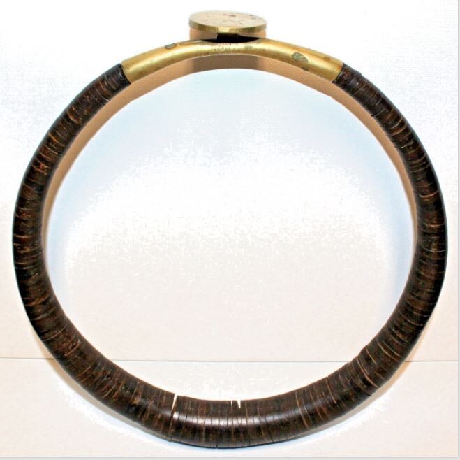 Nias Indonesia Coconut &amp; Brass Tribal Kalabubu Warrior Headhunter Ring Necklace