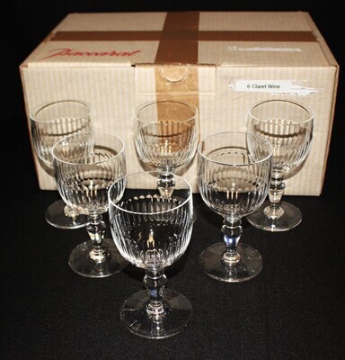 Set of 6 Baccarat RENAISSANCE Cut 5 1/4” Claret Wine Glasses in Box, Signed