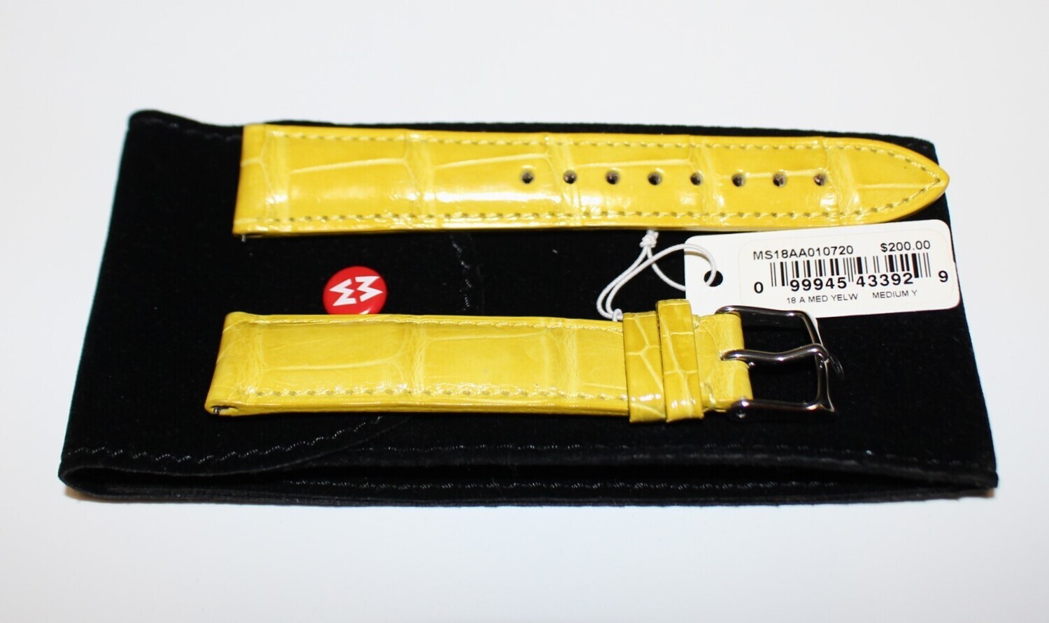NWT Michele Medium Yellow Genuine Alligator 18mm Watch Strap, MS18AA010720