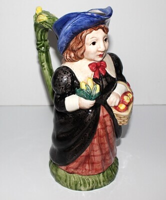 Fitz and Floyd Thanksgiving Harvest Banquet 9" Tall Pilgrim Lady Figural Pitcher