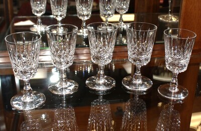 Set of 5 Edinburgh Crystal Appin Cut 3.75” Sherry / Cordial Stem Glasses, Signed