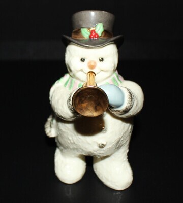 Lenox SNOWMAN SWING with Gold Trumpet Horn 5” Porcelain Figurine