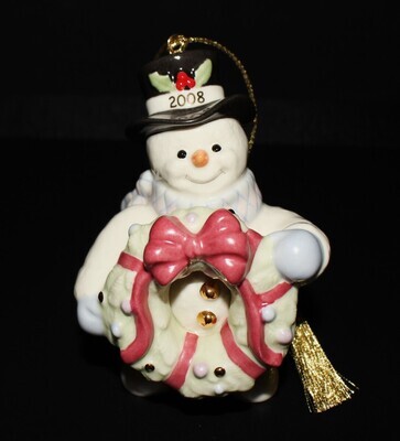 Lenox Snowman Decorating for Christmas 2008 Annual Collection Ornament Figurine