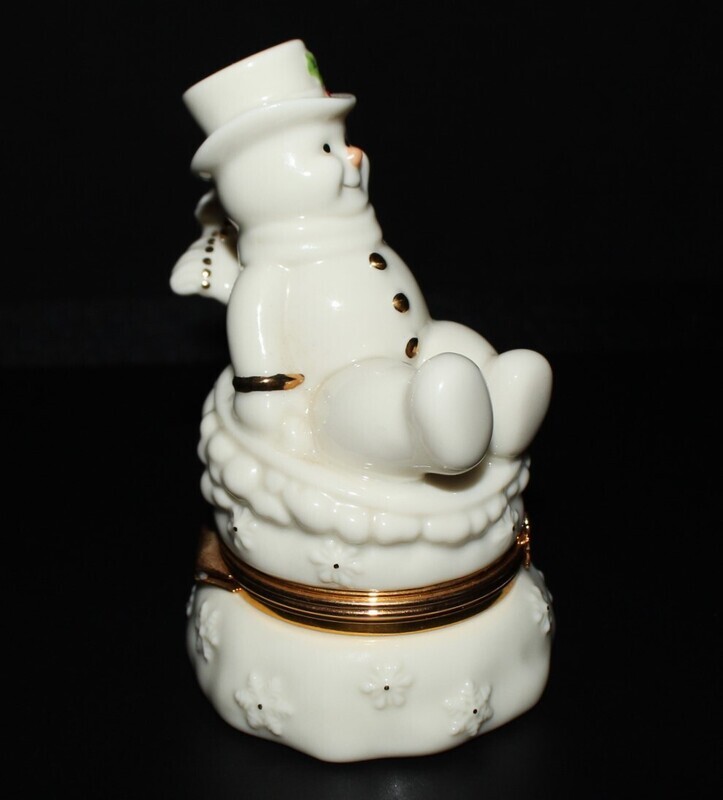 Lenox Treasures “Snowy Escapades” Trinket Box – 3 3/4” Tall | Includes Gold Snowman Charm