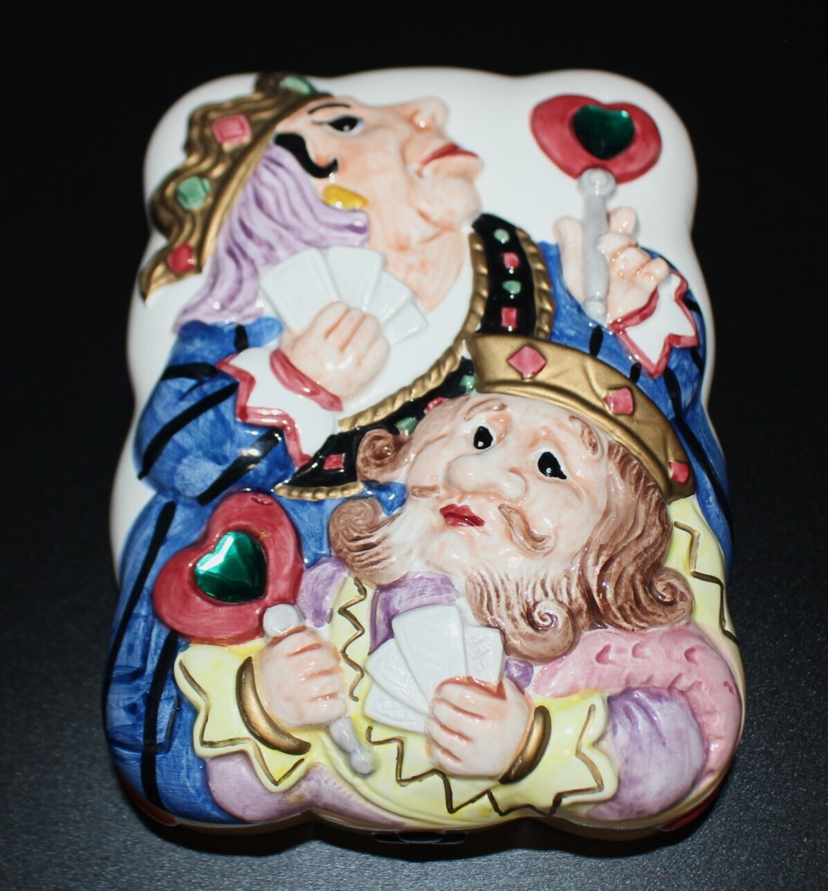 Fitz and Floyd Alice in Wonderland Queen King of Hearts 2-Deck Playing Card Box