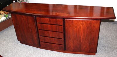 Skovby Danish Modern Rosewood Bow Front Buffet Console Sideboard Cabinet