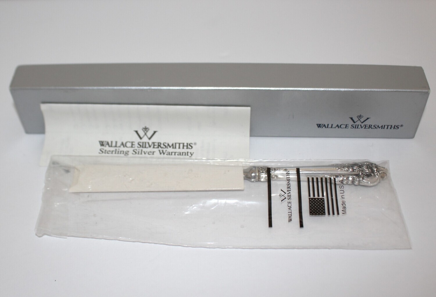 Grande Baroque by Wallace Sterling Silver 7.75&quot; Letter Opener with Mono in Box