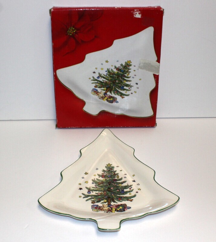 Nikko Christmastime Tree Shaped 10” Candy Dish in Original Box